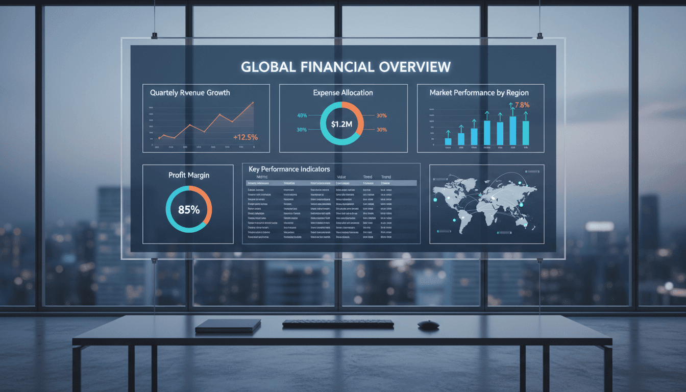 Financial analytics dashboard showing key business metrics and performance data